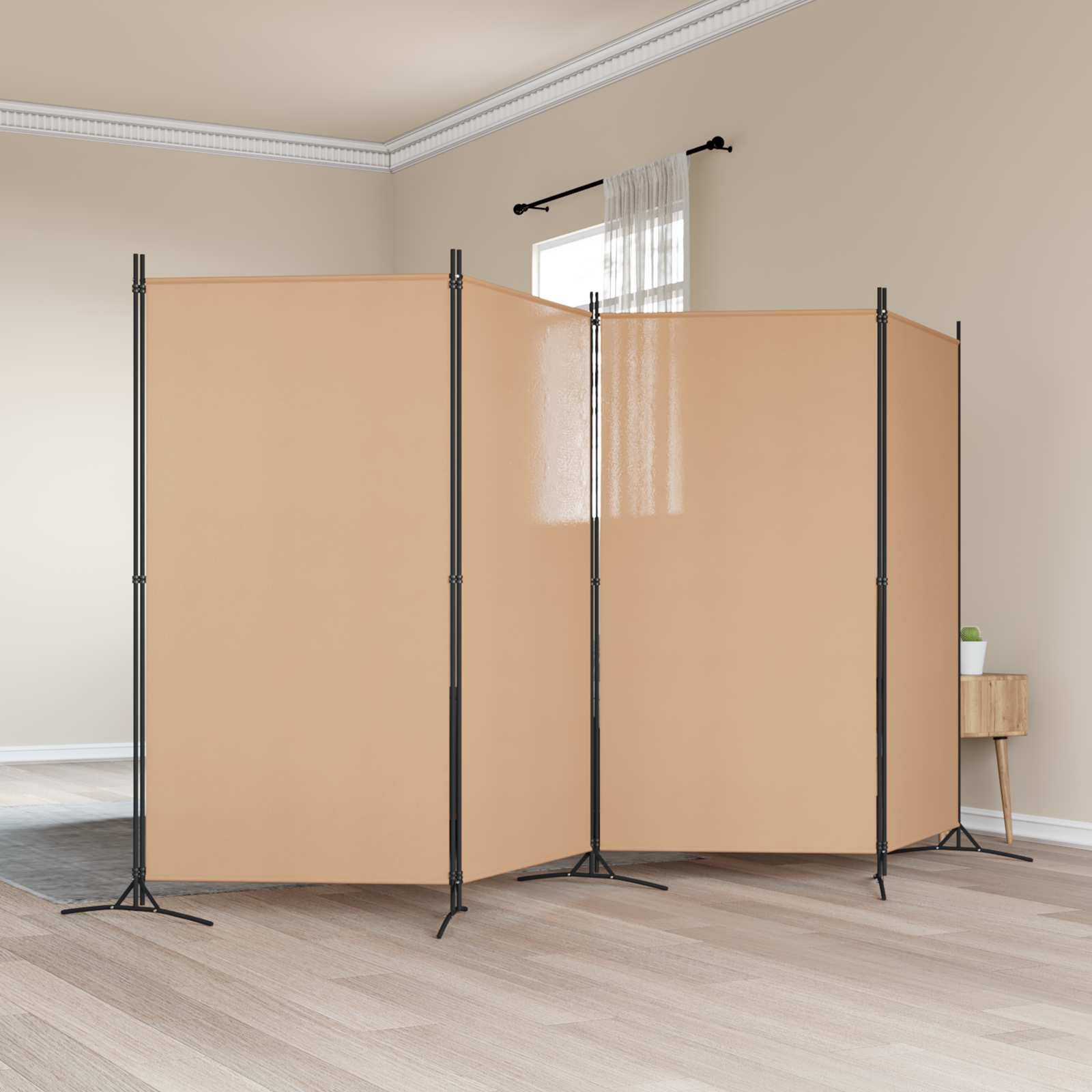 4-Panel Room Divider Beige 136.22 x 70.87 in Fabric