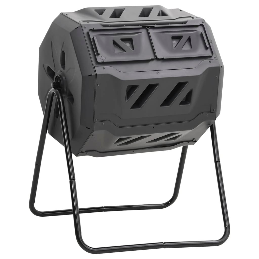 vidaXL Compost Bin Black Plastic Medium Rotatable Compost Bin Cubic