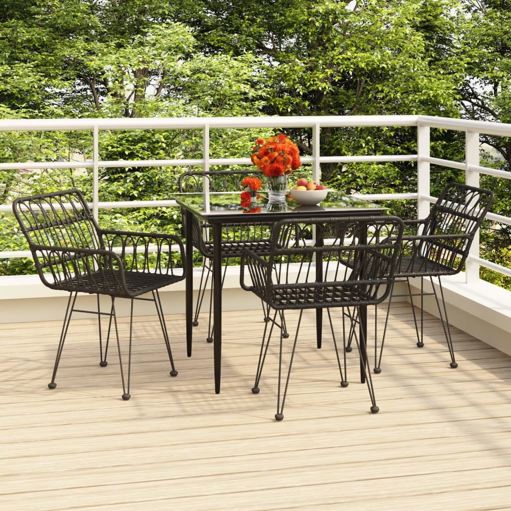 Garden Dining Set | Black | Poly Rattan | Standard |  Durable