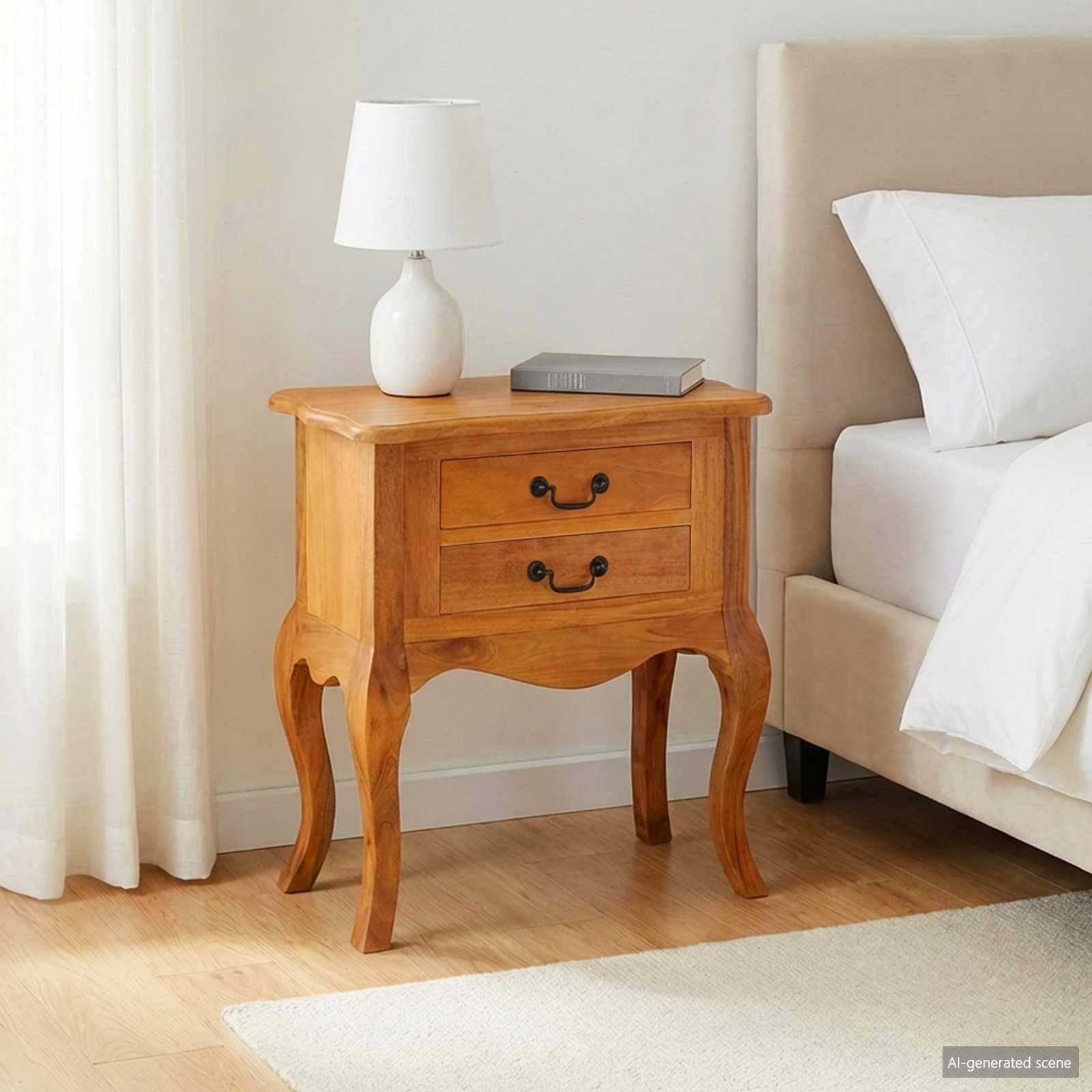 Side Table Natural 23.82 x 11.81 x 24.02 in Solid Mahogany Wood