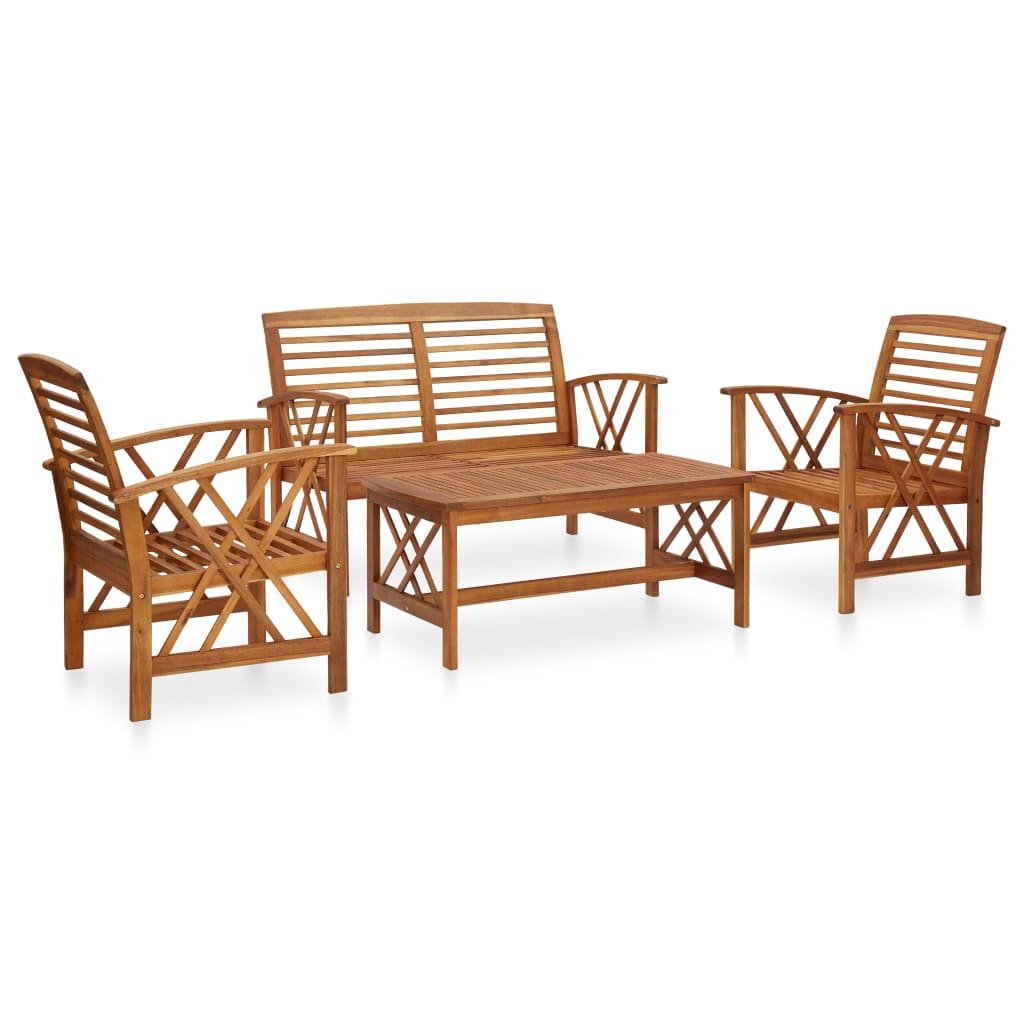 Garden Lounge Set | Brown | Solid acacia wood | Medium | Durable