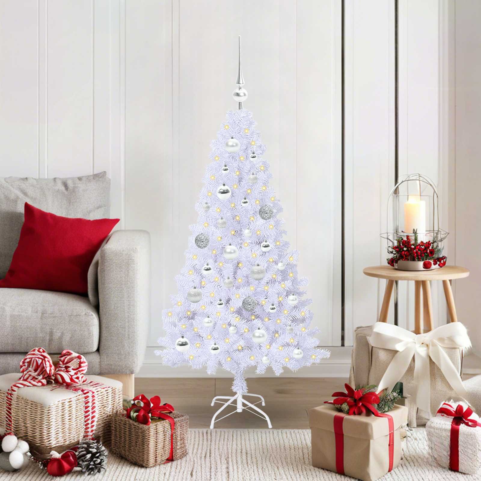 Artificial Christmas Tree White 120 cm PVC and Steel