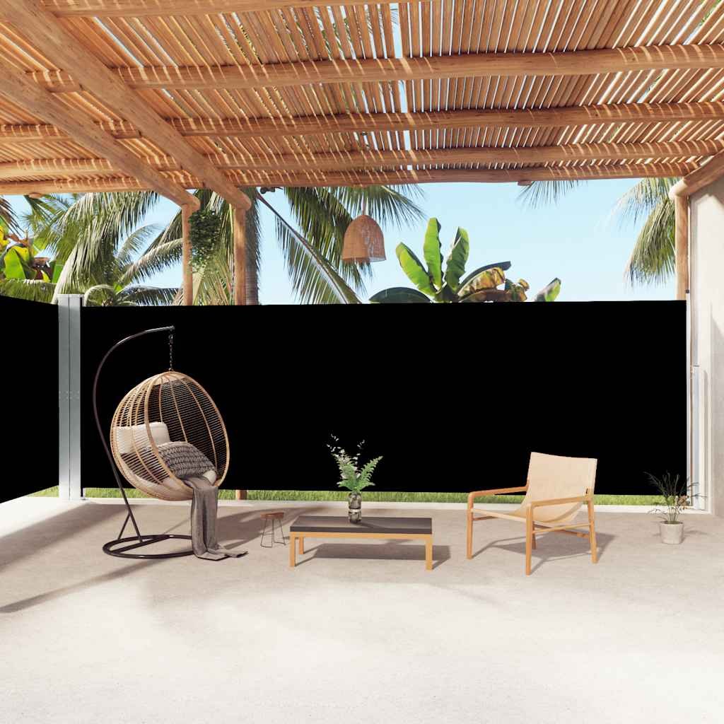 vidaXL Side Awning Black Polyester, PU coated 78.7 x Retractable