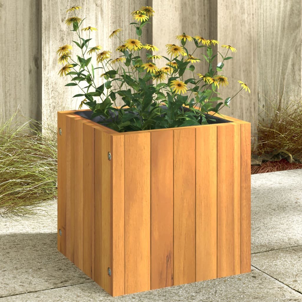 Garden Planter 9.8"x9.8"x9.8" Solid Wood Acacia