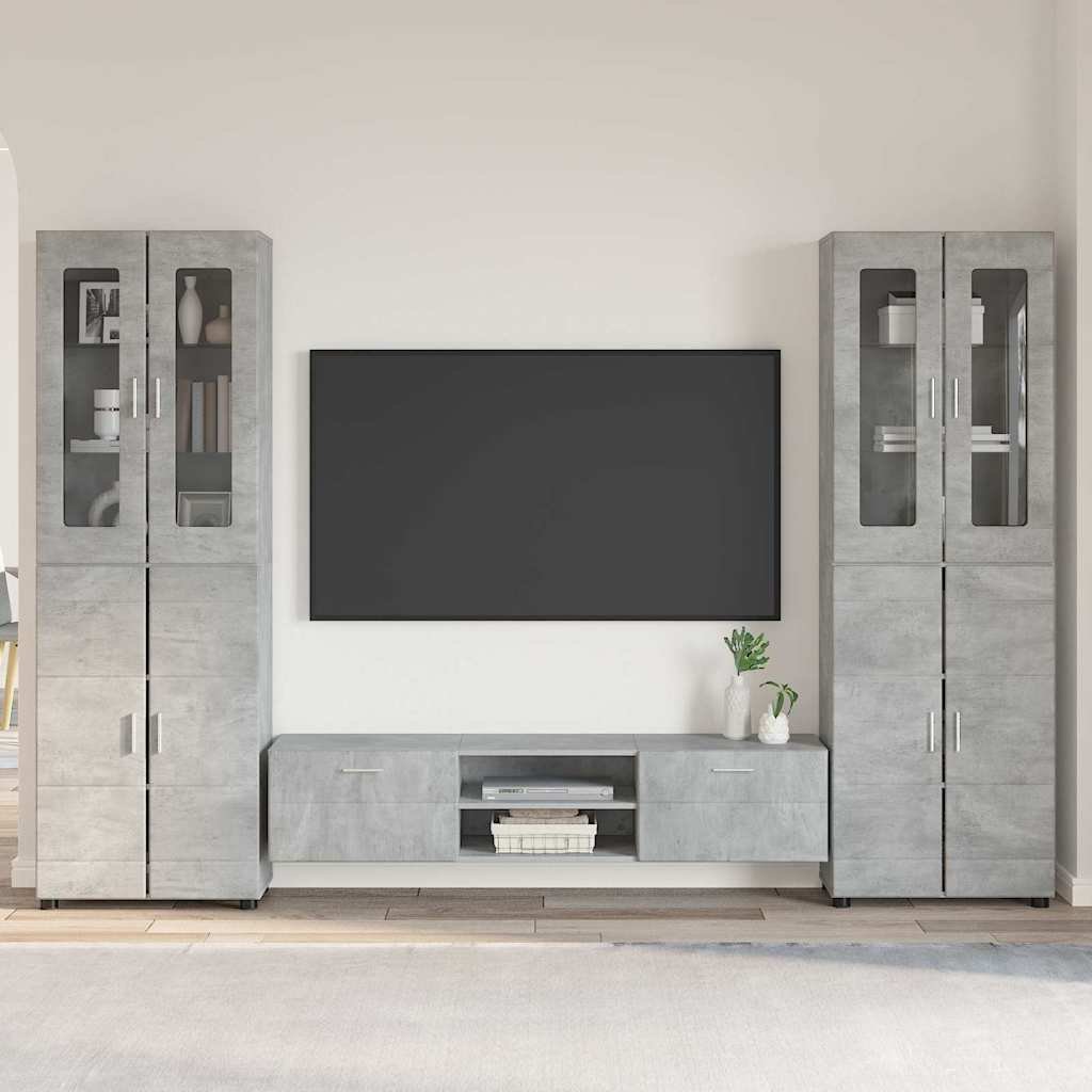 TV Cabinet Set FLORIN 3 pcs Concrete Grey Engineered Wood