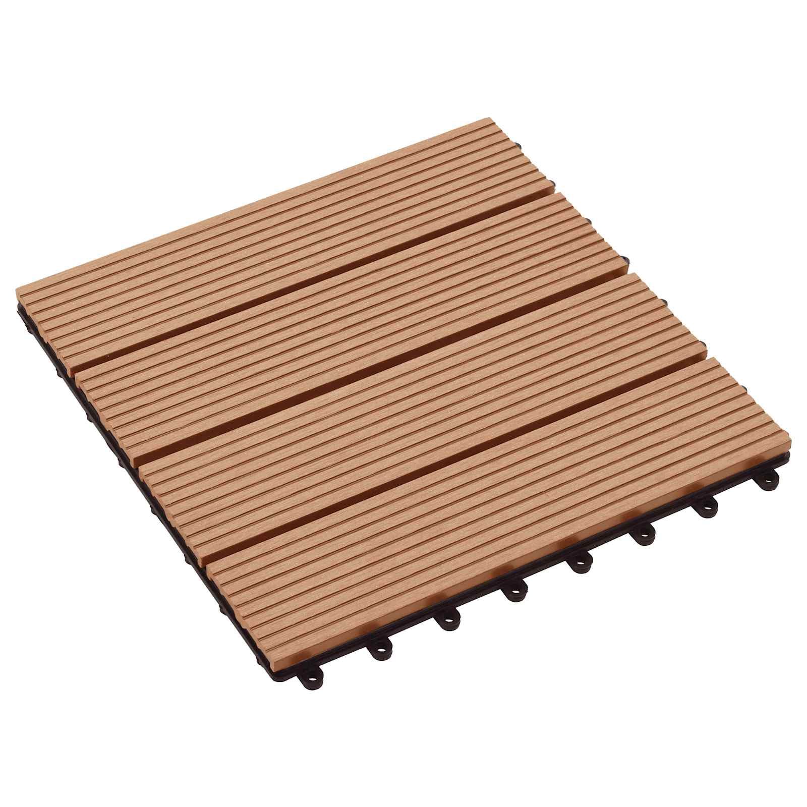 Decking Tile 11 pcs Teak 30 x 30 cm WPC