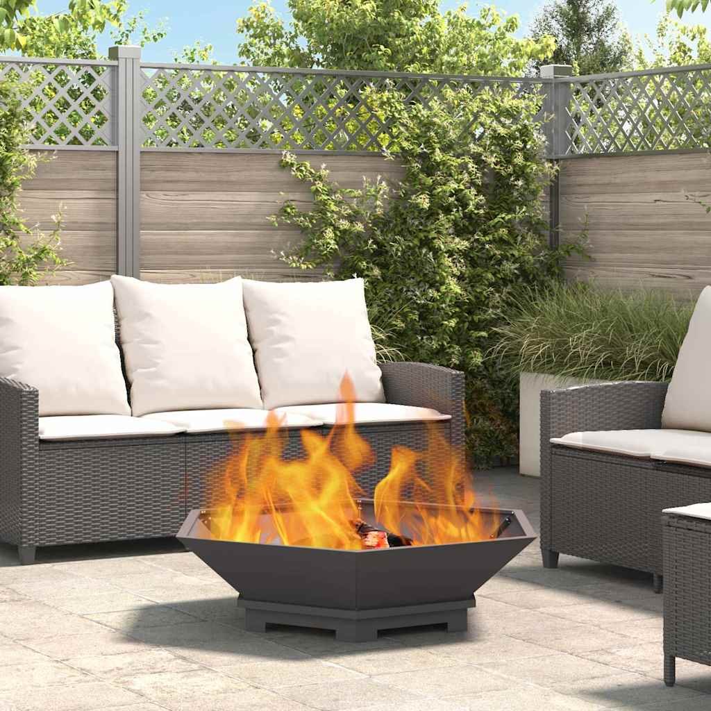 Fire Pit Black 39.37 x 39.37 x 11.02 in Steel