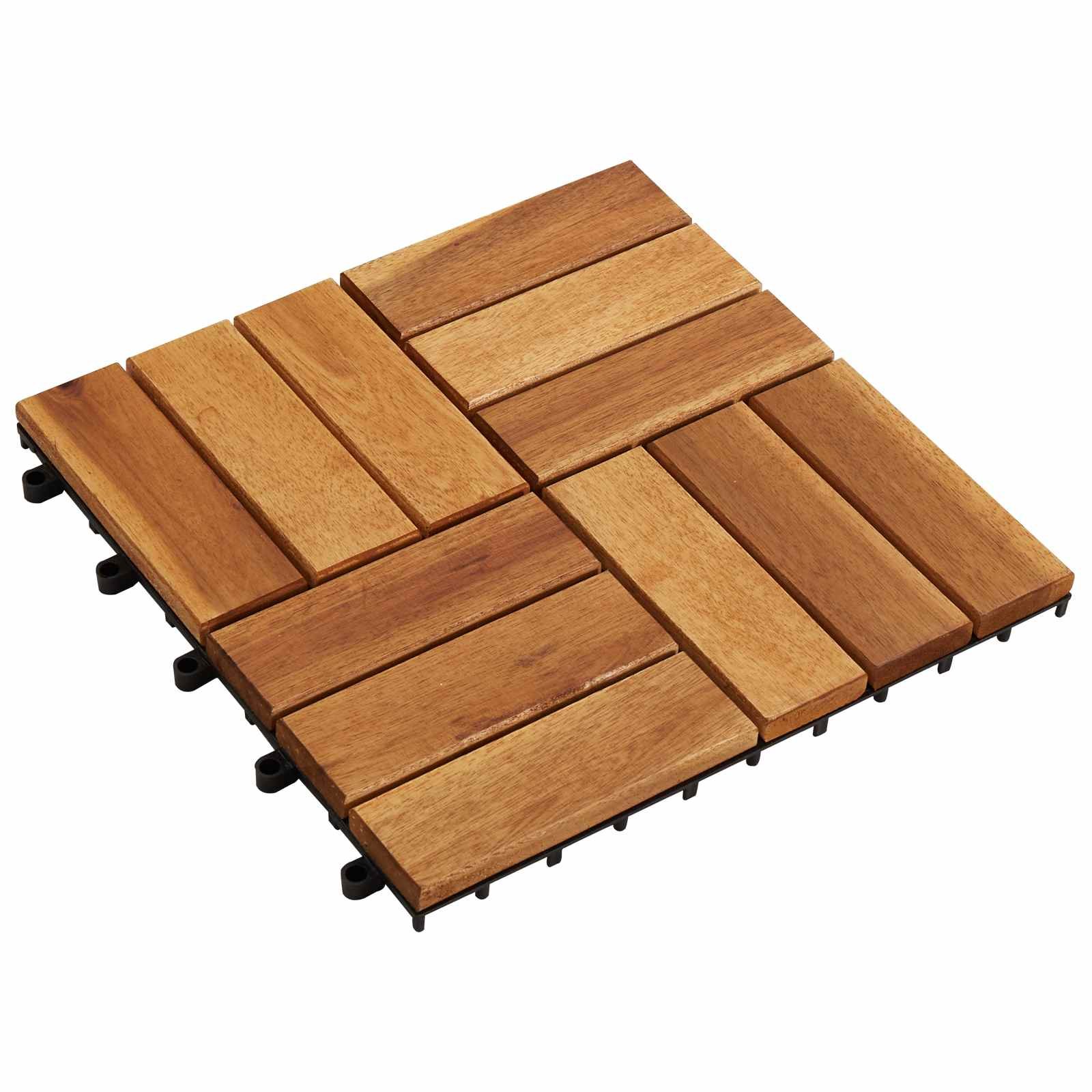Decking Tile 20 pcs Brown 11.81 x 11.81 in Acacia Hardwood