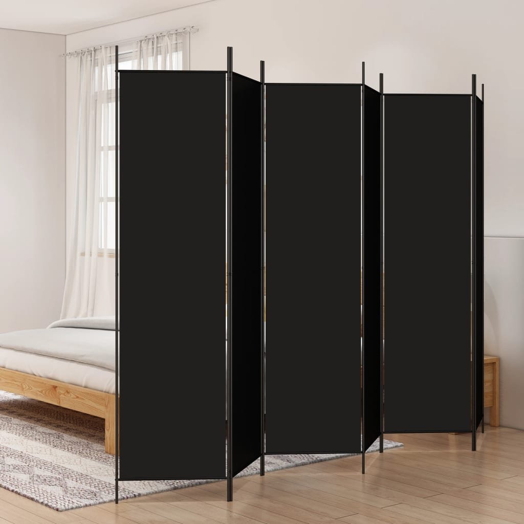 6-Panel Room Divider Black 118.1"x78.7" Fabric