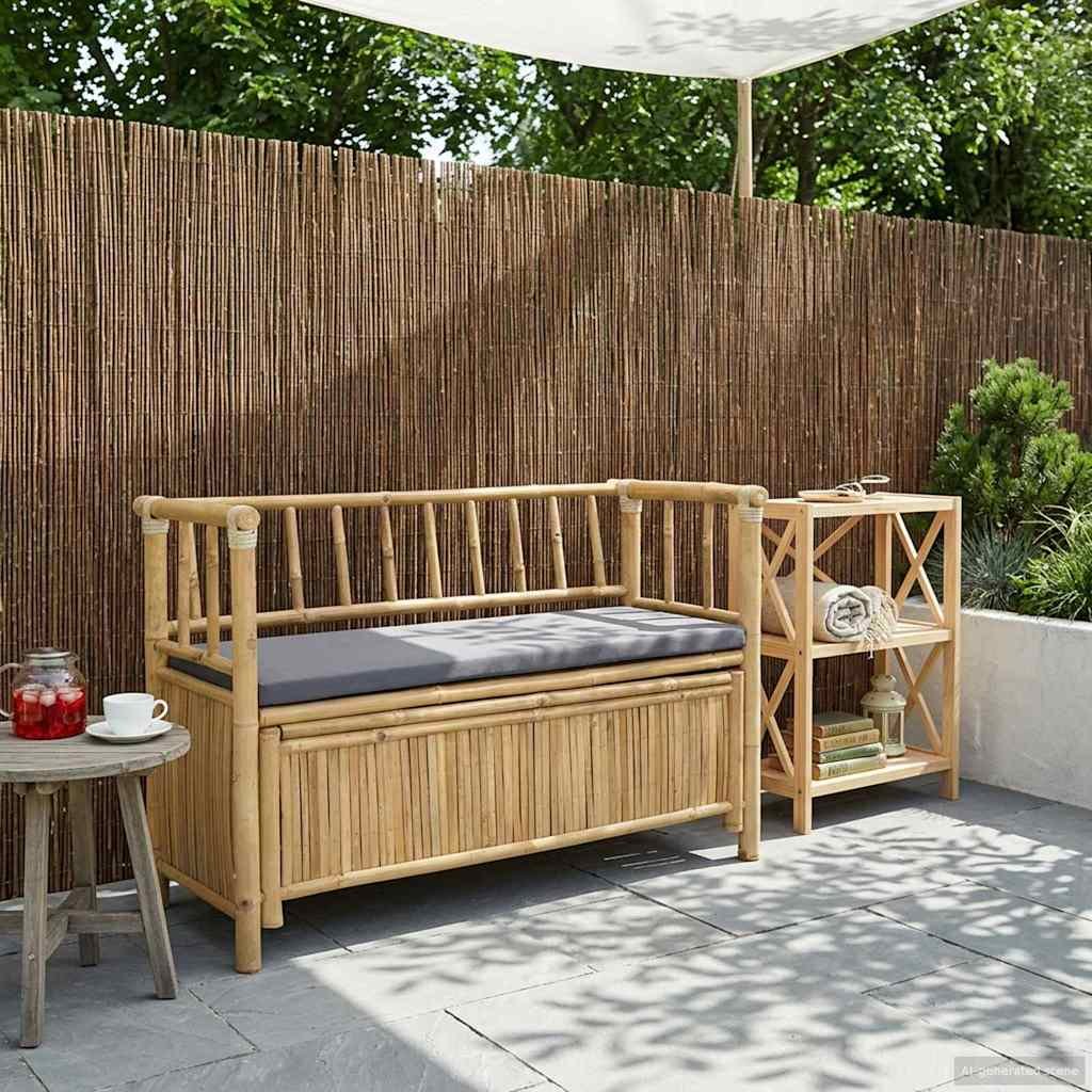 Garden Storage Bench 110 x 47 x 80 cm Bamboo Natural