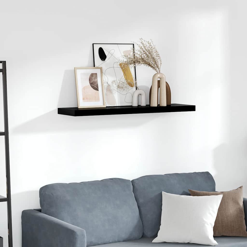 Floating Wall Shelf High Gloss Black 35.4"x9.3"x1.5" MDF