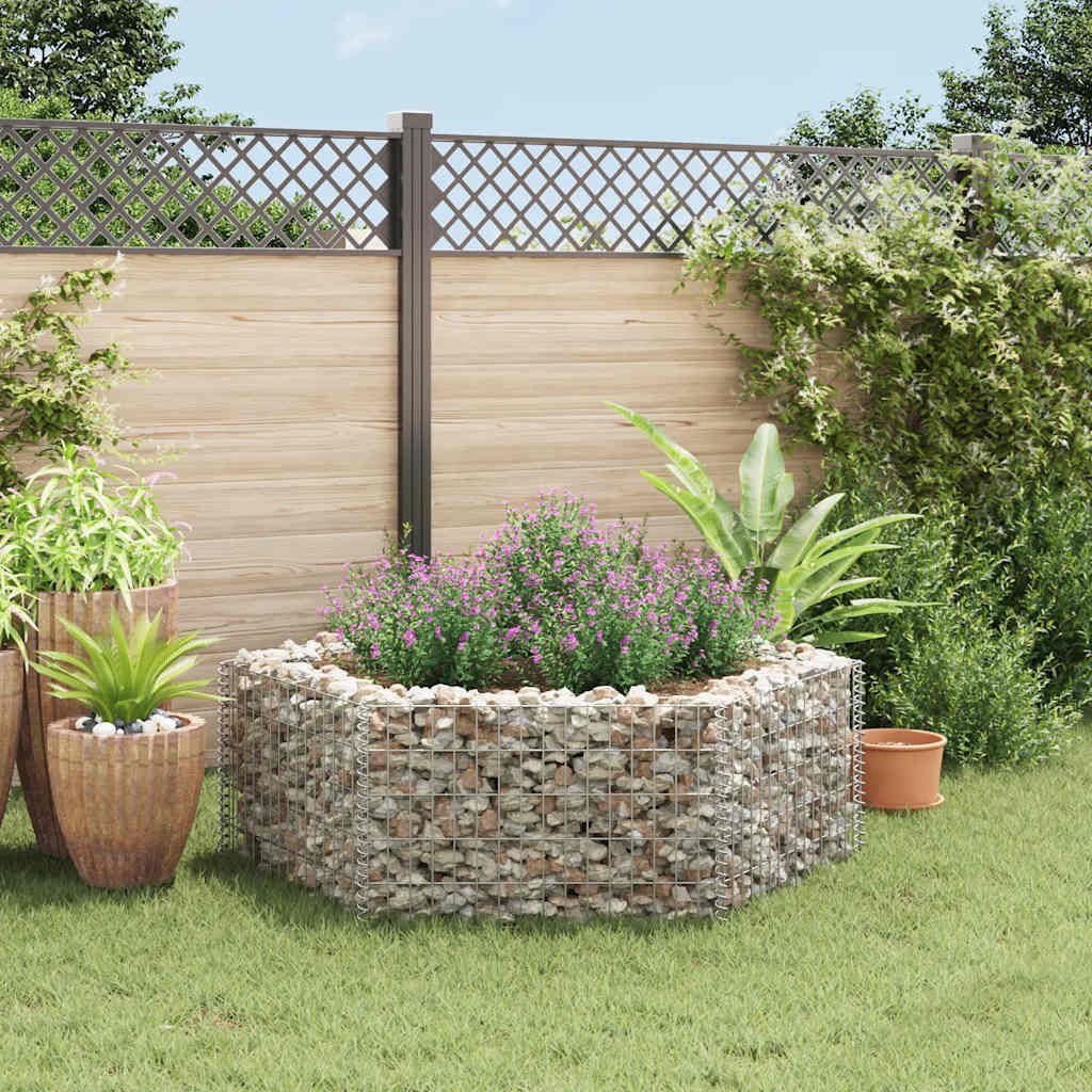 Gabion Raised Bed Silver Galvanized Steel 63x55.1x19.7 in