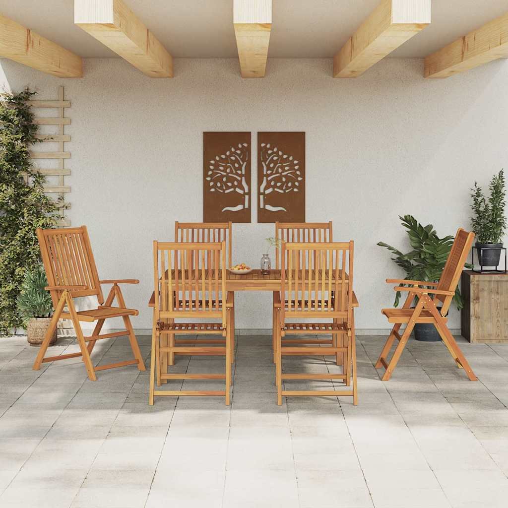 Garden Dining Set Folding 7 pcs Brown Solid Acacia Wood
