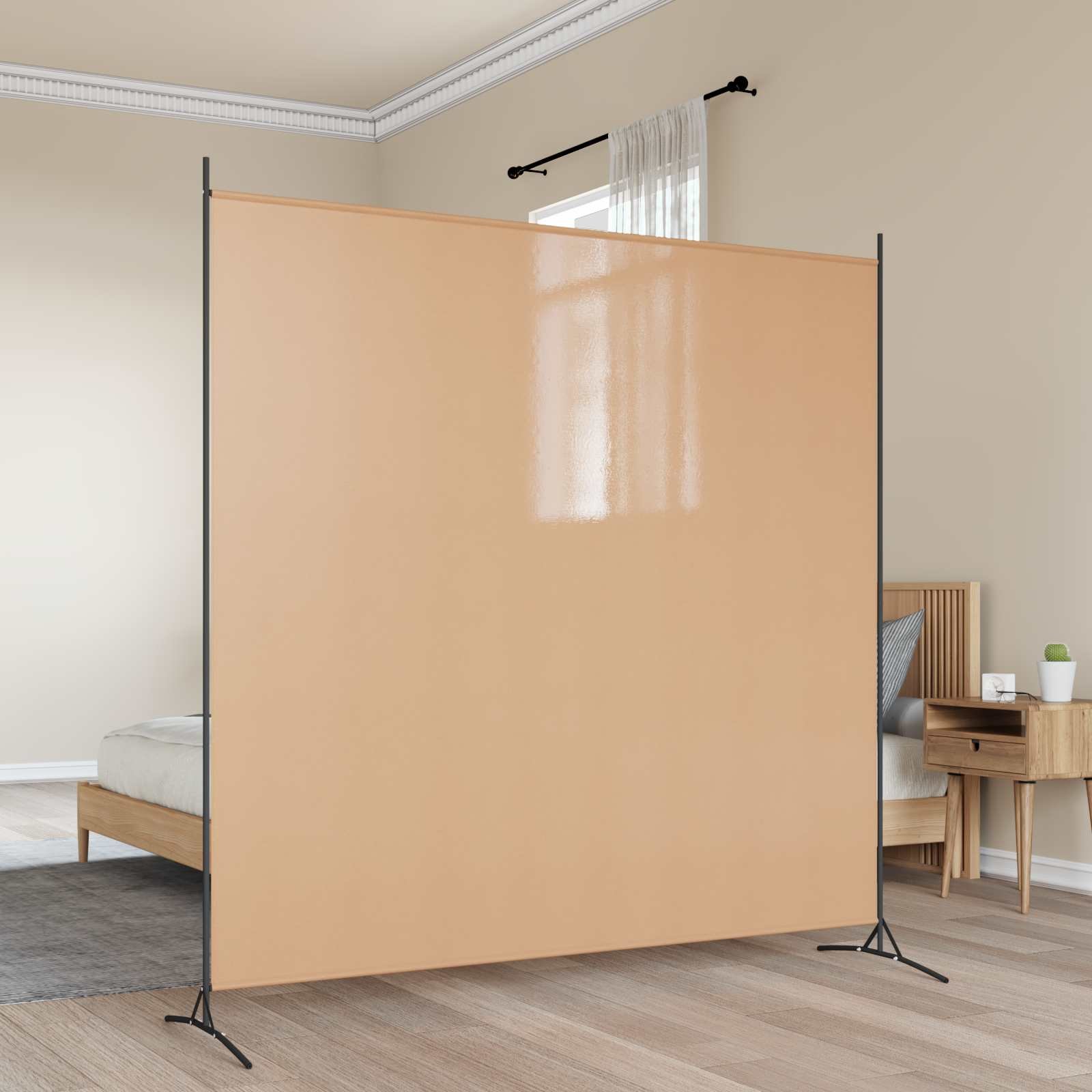 Single Panel Room Divider Beige 68.90 x 70.87 in Fabric