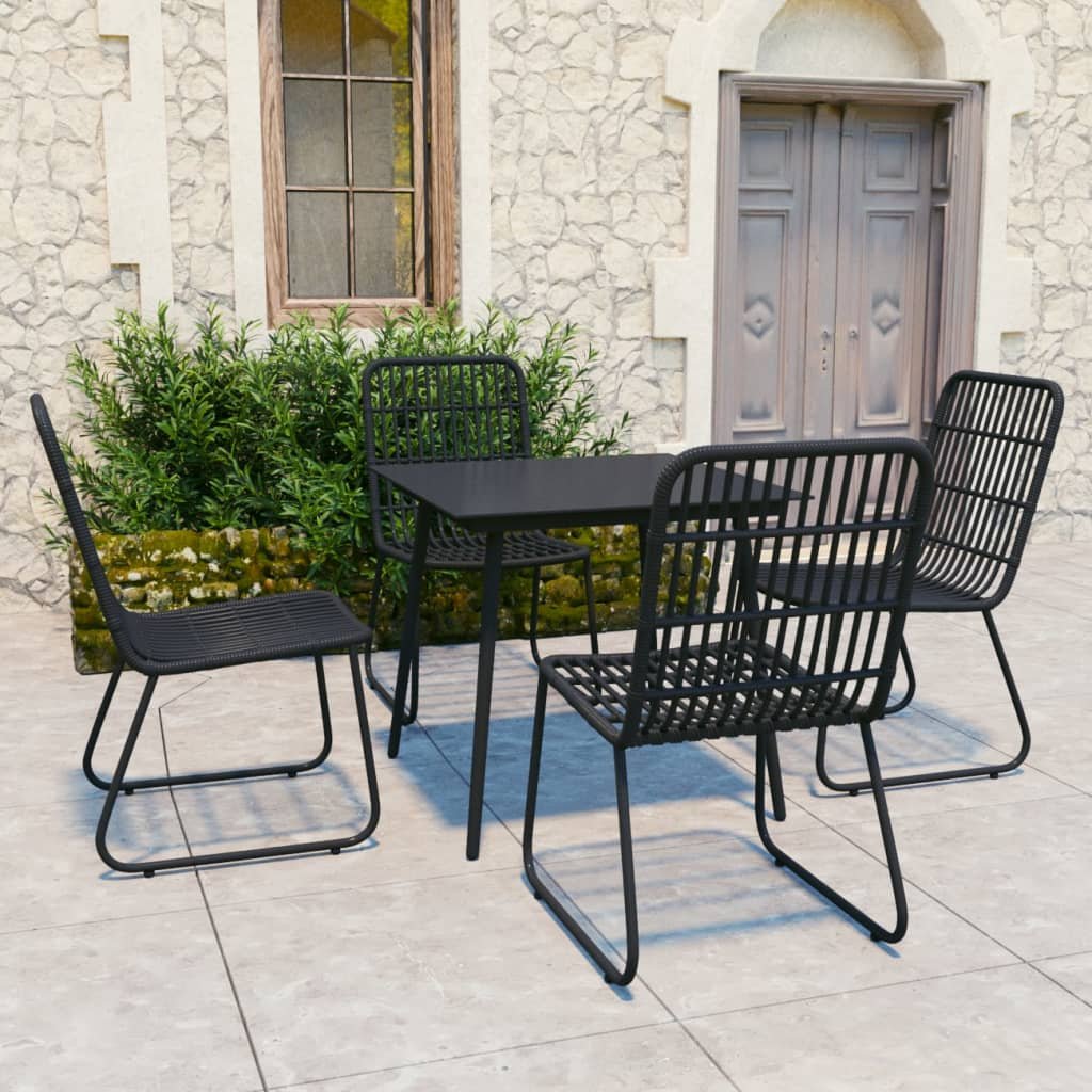Dining Set | Black | Poly rattan | 80cm x 80cm x 74cm | Durable