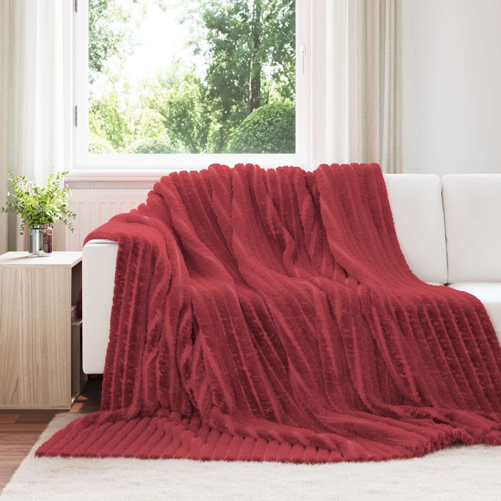 Throw Blankets 6 pcs Bordeaux Red 240 x 220 cm Fleece