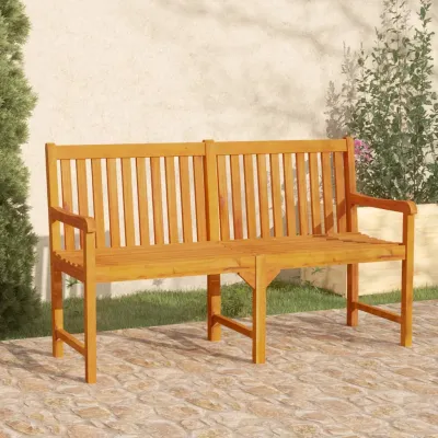 Garden Bench Natural Brown Solid Acacia Wood Large Durable