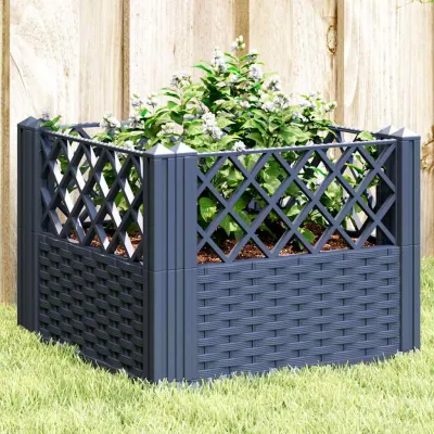 Garden Planter with Pegs Blue Grey 43.5x43.5x43.5 cm PP
