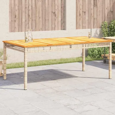 Garden Table Beige 180x90x75 cm Poly Rattan Acacia Wood
