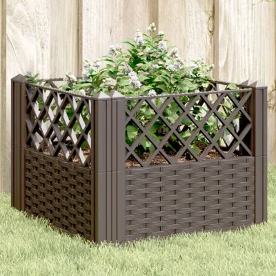 Garden Planter with Pegs Brown 43.5x43.5x43.5 cm PP