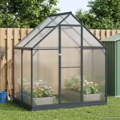 Garden Greenhouse with Door Anthracite 72.24 x 48.43 x 81.50 in