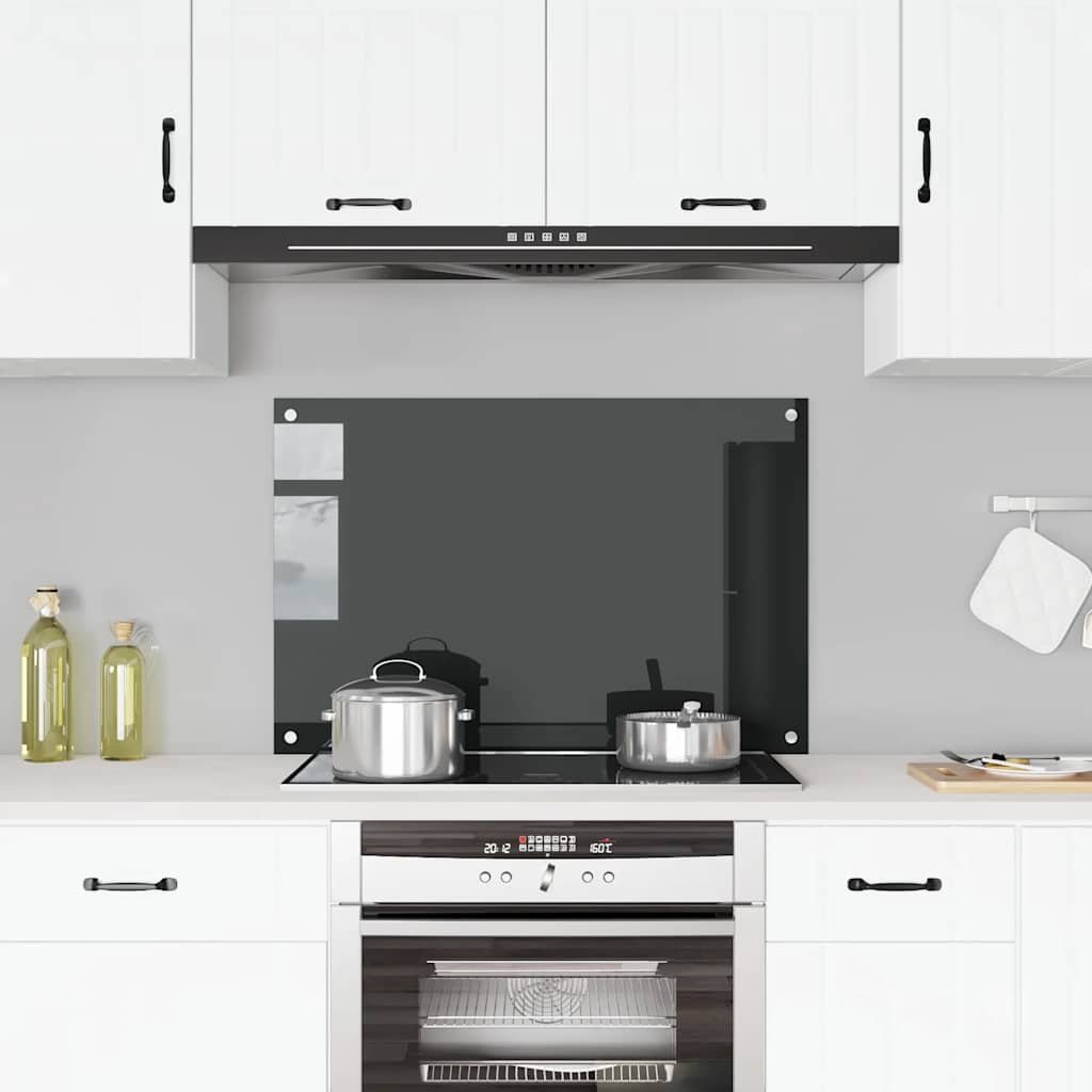 Kitchen Backsplash Black 35.4"x23.6" Tempered Glass