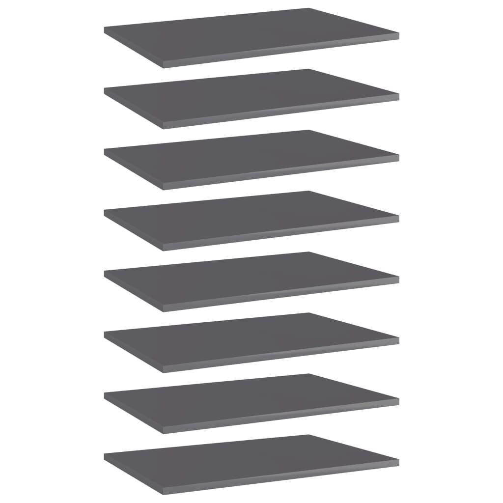 Bookshelf Boards 8 pcs High Gloss Gray 23.6"x15.7"x0.6" Engineered Wood
