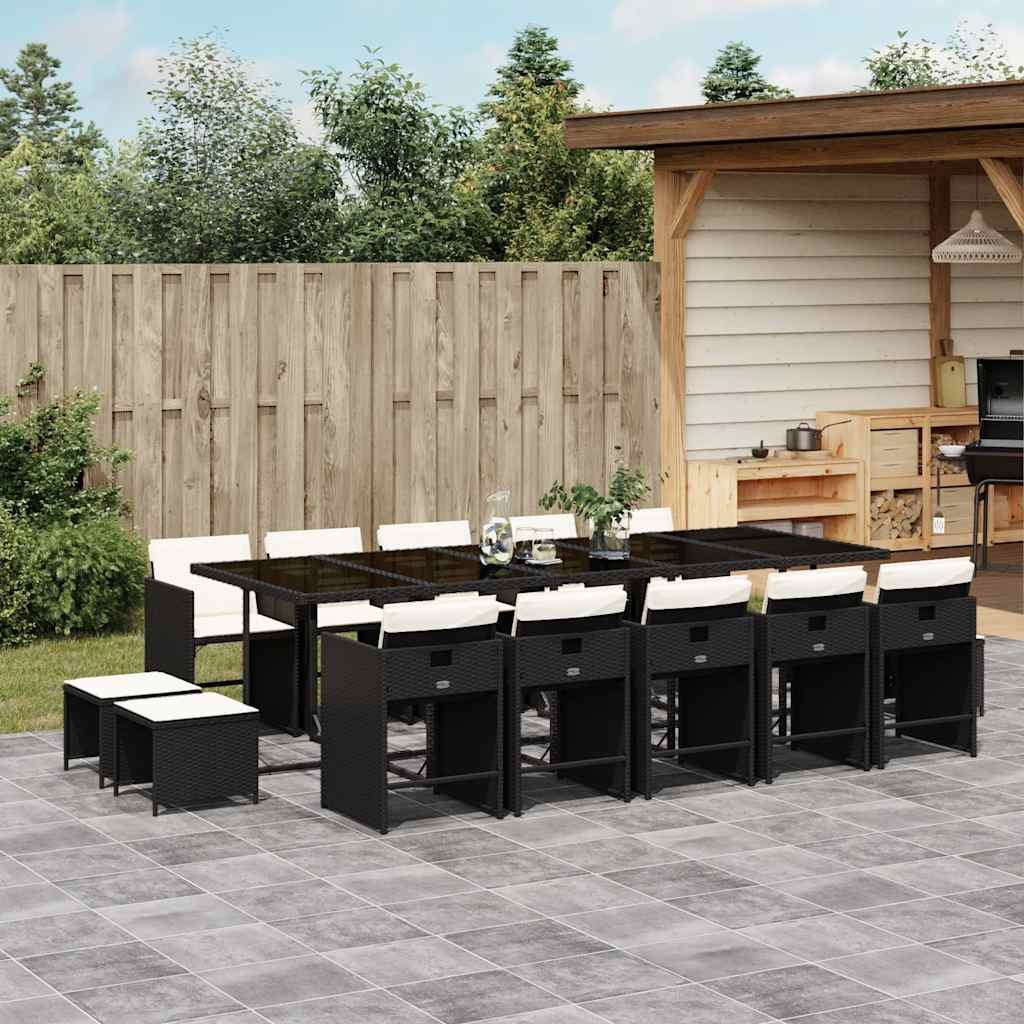 Garden Dining Set | Black | PE Rattan | Large | Foldable