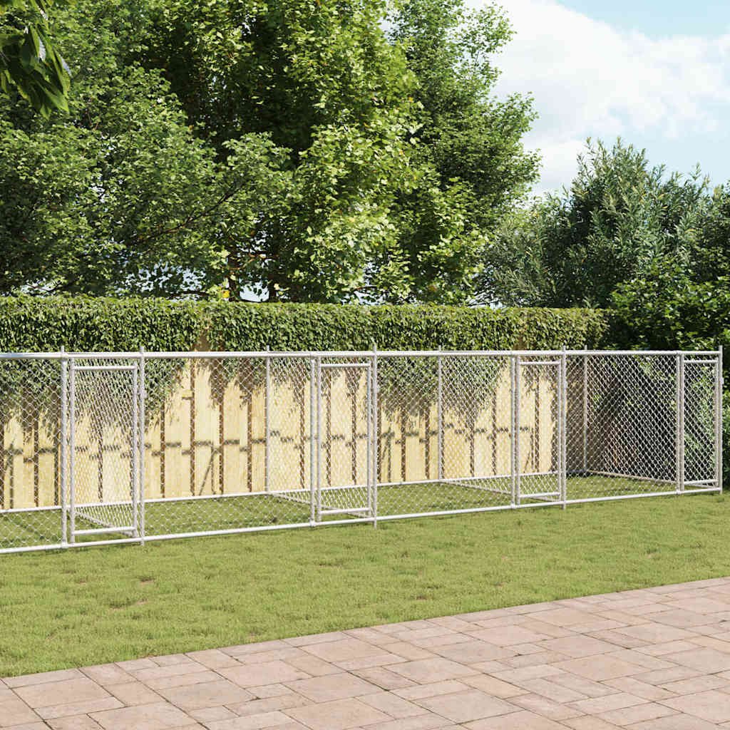Dog Cage with Doors Gray 39.4'x6.6'x4.9'Galvanized Steel