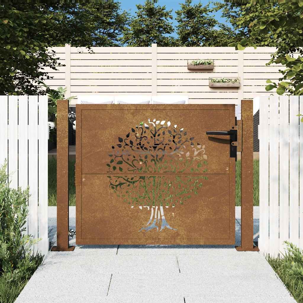 Garden Gate 100x75 cm Corten Steel Tree Design