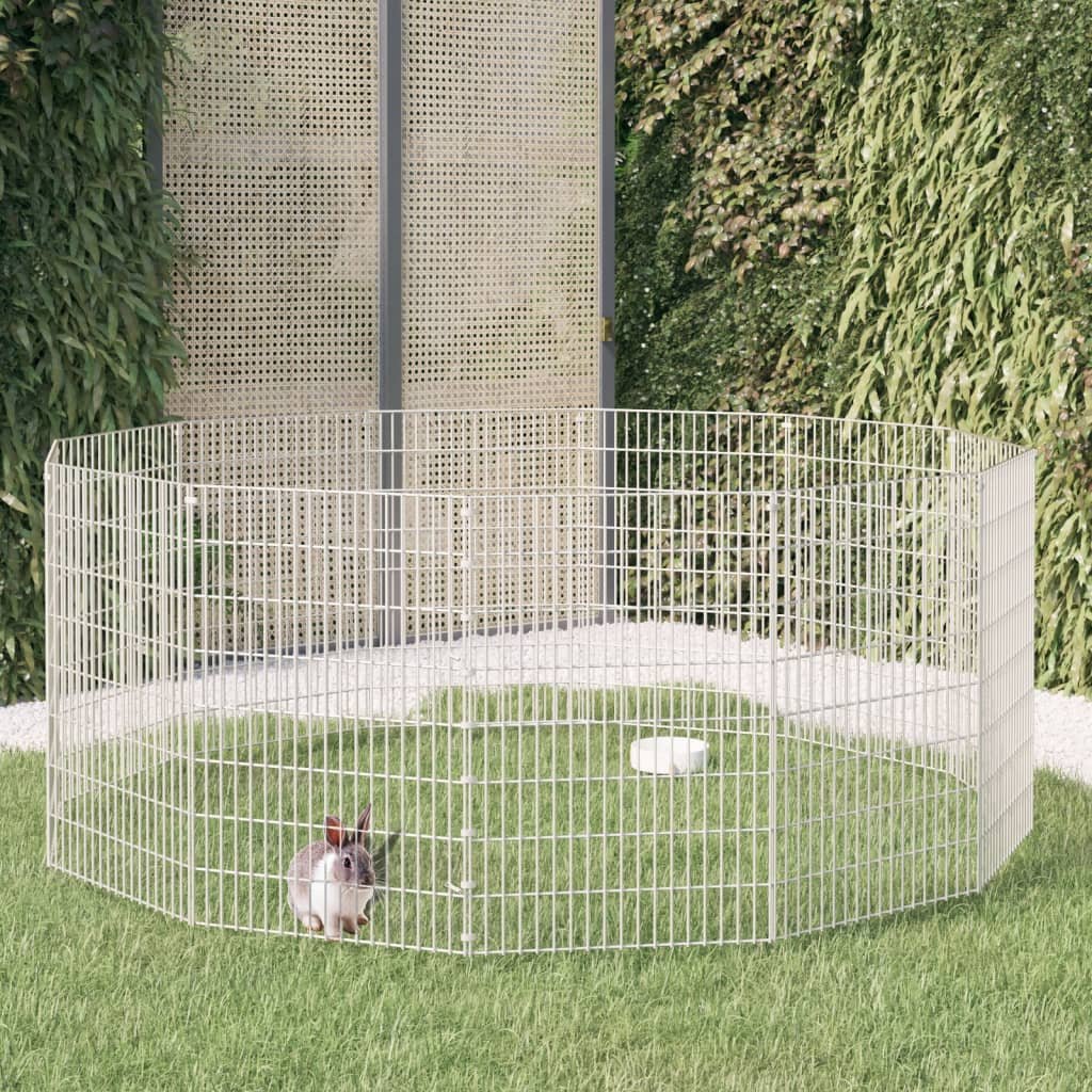 Free Range Animal Enclosure 12-Panel 21.3"x31.5" Galvanized Iron