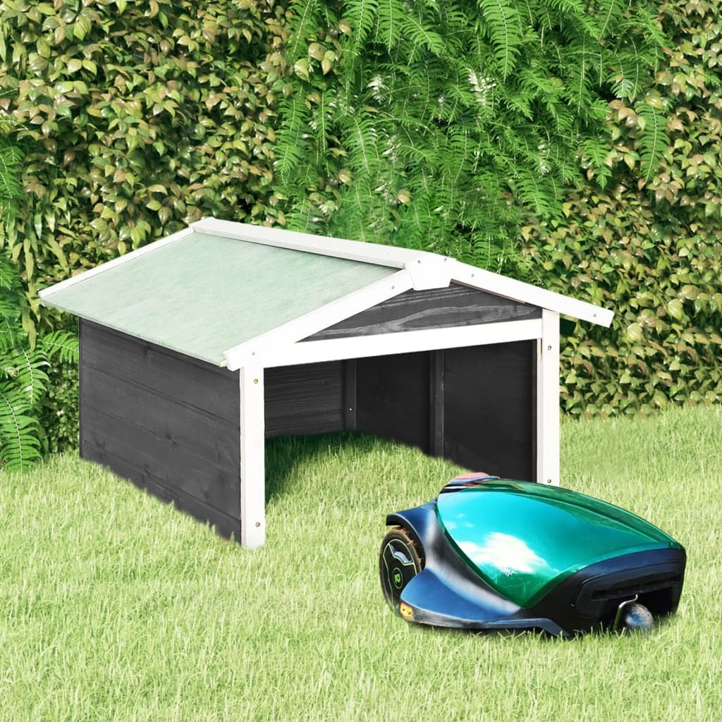Robotic Lawn Mower Garage 28.3"x34.3"x19.7" Gray and White Firwood