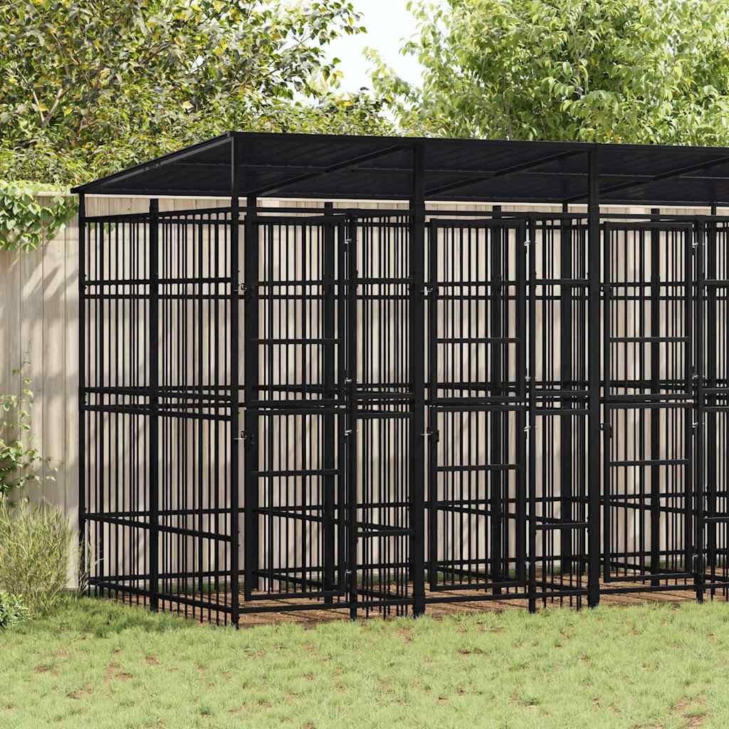 Outdoor Dog Kennel with Roof Steel 99.2 ft²