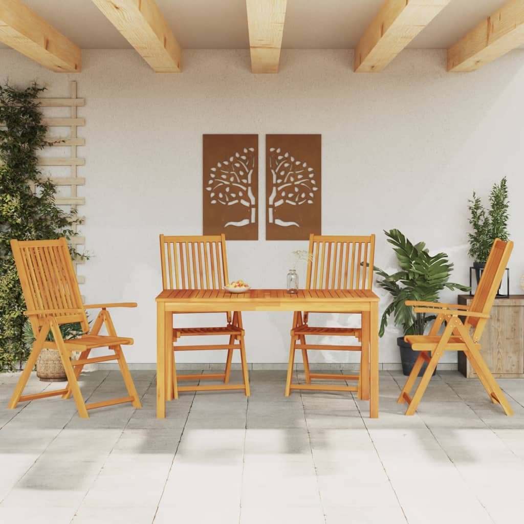 5 Piece Patio Dining Set 55.1"x31.5"x29.1" Solid Wood Acacia