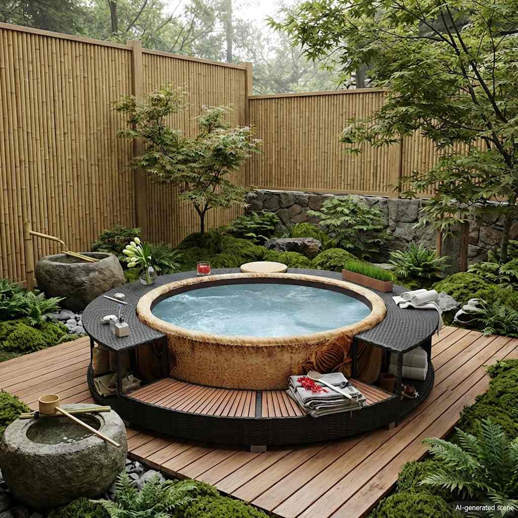 Hot Tub Surround Black Poly Rattan