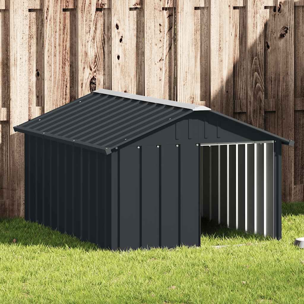 vidaXL Dog House Anthracite Galvanized Steel Large Durable Dog House