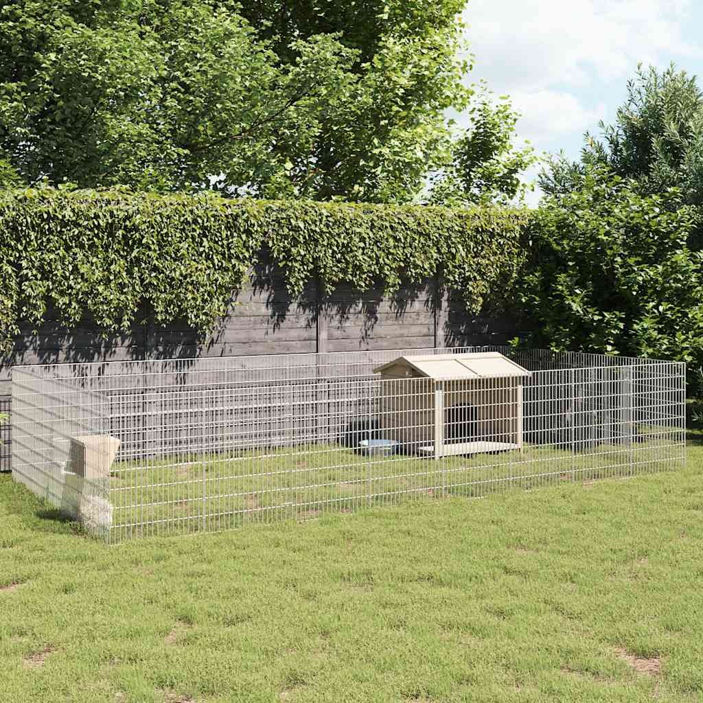 Free Range Animal Enclosure 24-Panel 21.3"x31.5" Galvanized Iron
