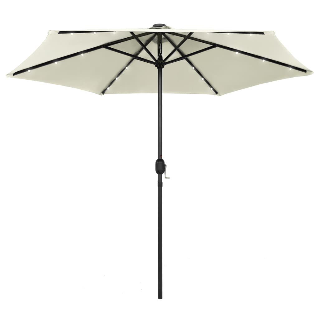 Garden Parasol with LED Lights and Aluminium Pole 270 cm Sand White