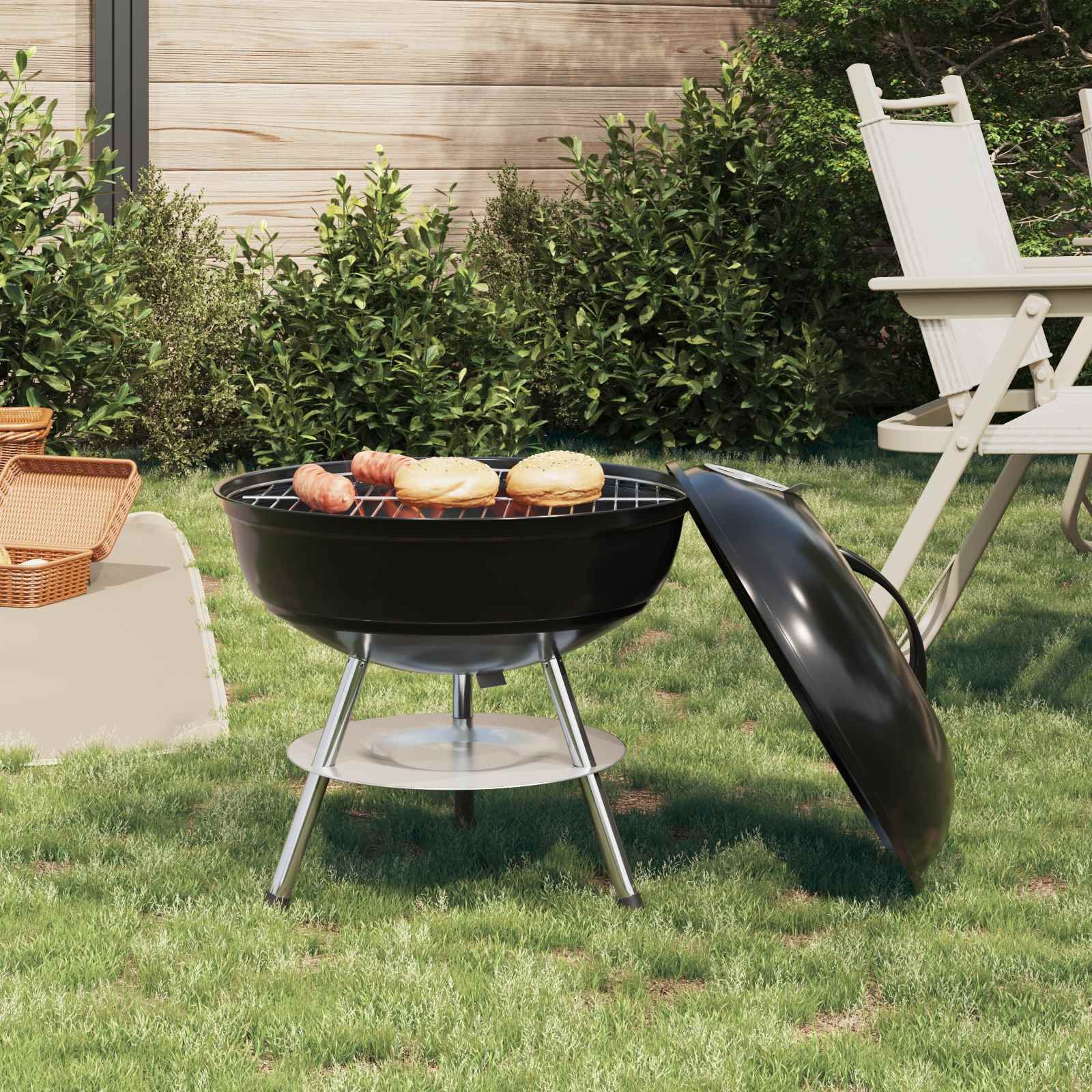 Charcoal Grill Black 14.37 x 14.37 x 15.75 in